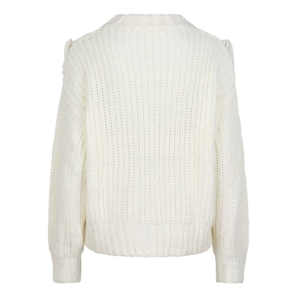 NWT ESQUALO White Fringe Cable Knit Sweater - Picture 9 of 9